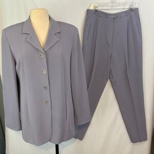 Alex Garfield Marks Lavender Blazer Pants Suit Set Women's Size 12 14, L, blue